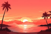 Sunset beach outdoors horizon. AI generated Image by rawpixel.