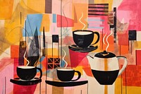 Coffee painting backgrounds collage. 