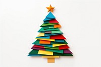 Christmas tree paper art white background. 