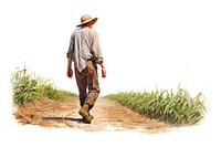 Farming outdoors walking drawing. AI generated Image by rawpixel.