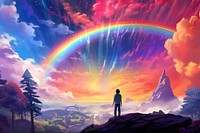 Rainbow landscape outdoors nature. AI generated Image by rawpixel.
