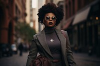 Chubby black businesswoman portrait fashion adult. 