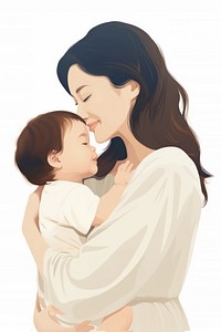 Portrait toddler kissing hugging. AI generated Image by rawpixel.