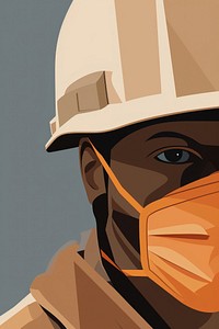 Construction worker hardhat helmet face. AI generated Image by rawpixel.