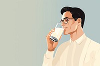 Man drinking milk bottle adult refreshment. 