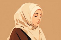 Woman wearing a hijab portrait sketch adult. 