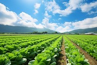 Organic vegetable farm outdoors nature field. 