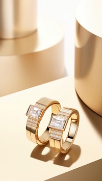 Two diamond rings jewelry gold accessory. AI generated Image by rawpixel.