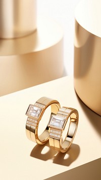 Two diamond rings jewelry gold accessory.