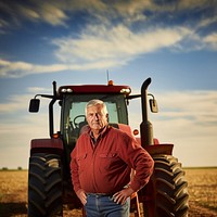 Senior farmer tractor outdoors portrait. AI generated Image by rawpixel.