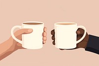 Hand holding a mug coffee drink cup. 