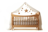 Crib furniture bed white background.