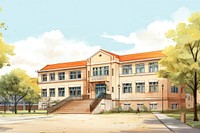 Stereotype school building architecture campus house. AI generated Image by rawpixel.