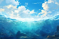 Ocean backgrounds underwater sunlight. 