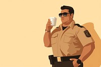 Chubby hispanic cop drinking glasses adult. 