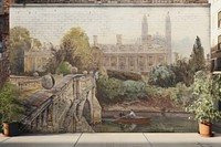 Vintage painting on brick wall building