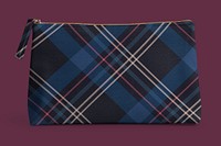 Blue tartan makeup pouch