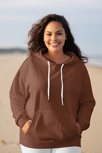 Brown women's hoodie, winter apparel