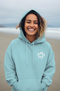 Women's blue hoodie, casual streetwear fashion