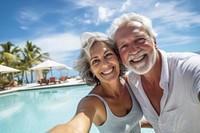 Couple senior laughing selfie adult. AI generated Image by rawpixel.