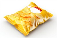 Potato chips snack food white background. 