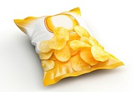 Potato chips snack food white background. 