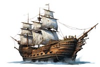 Ship sailboat vehicle white background