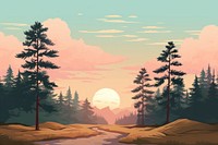 Pine tree trail sky landscape sunlight. AI generated Image by rawpixel.