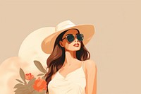 Woman sunglasses summer adult. 