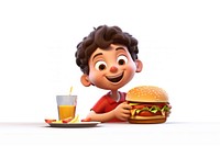 Cartoon eating burger food. AI generated Image by rawpixel.
