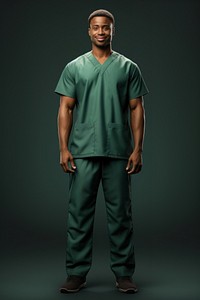 Black male nurse standing green adult. 