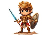 Warrior cartoon white background representation. AI generated Image by rawpixel.