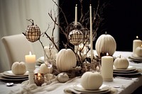 White halloween table decoration candle plate. AI generated Image by rawpixel.