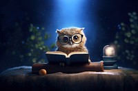 Cute owl reading a book. AI generated Image by rawpixel.