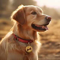 Dog with red collar, pet accessory