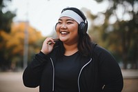 Smile headphones listening sports. AI generated Image by rawpixel.