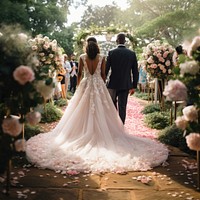 Bride outdoors fashion wedding. 