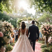 Bride outdoors wedding walking. AI generated Image by rawpixel.