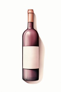 Wine bottle drink white background. 