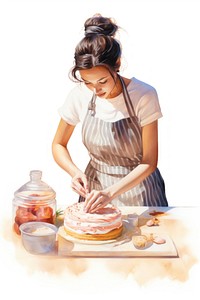 A woman baking cooking drawing dessert. AI generated Image by rawpixel.