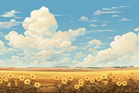 Sunflower field sky landscape backgrounds outdoors. 