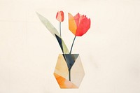 Vase painting flower tulip. 