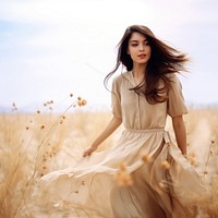 Photo of woman in wildflower. AI generated Image by rawpixel.