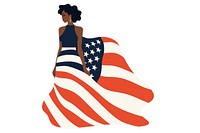 Woman usa dress flag white background independence. 