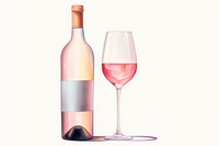 Wine bottle glass drink white background. AI generated Image by rawpixel.