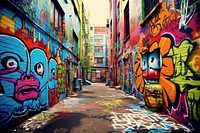 Vibrant colors spray chaos street city alley