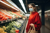 Woman buy vegetables market supermarket adult. 