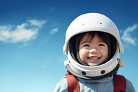 Astronaut smiling helmet child. 