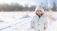 Happy kid outdoors nature glove. 