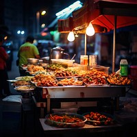 Street food restaurant adult meal. 